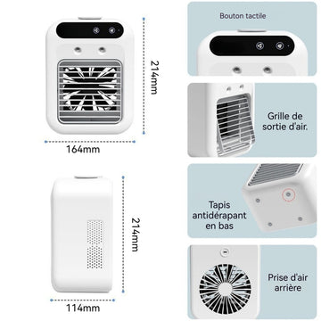 Ventilateur 500 ml Chargement et branchement USB Double pulvérisation rafraîchissante Confort longue durée Ventilateur brumisateur